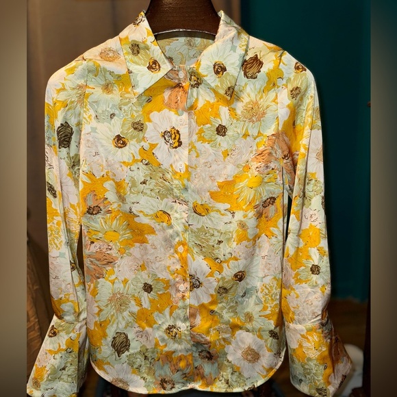 CIDER Floral Long Sleeve Women Small Top - Picture 2 of 5